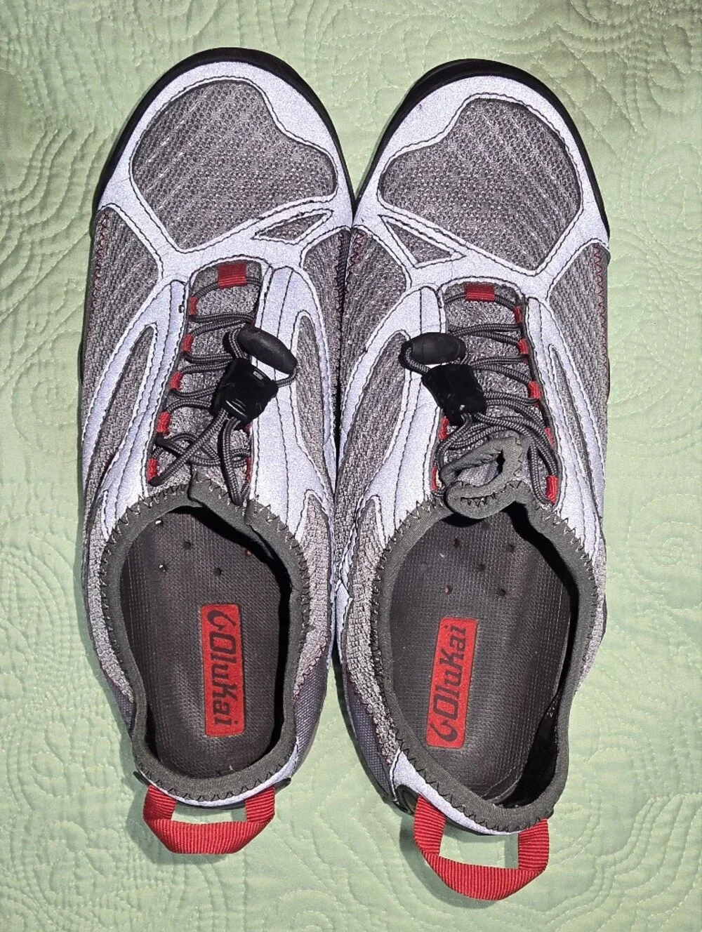 OluKai Gray and Red Men's Water Shoes